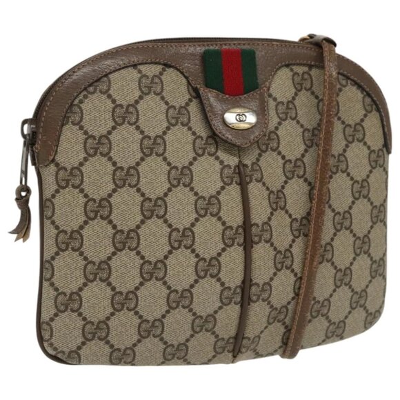 GUCCI GG Supreme Web Sherry Line Shoulder Bag PVC Beige Gold - Picture 1 of 15